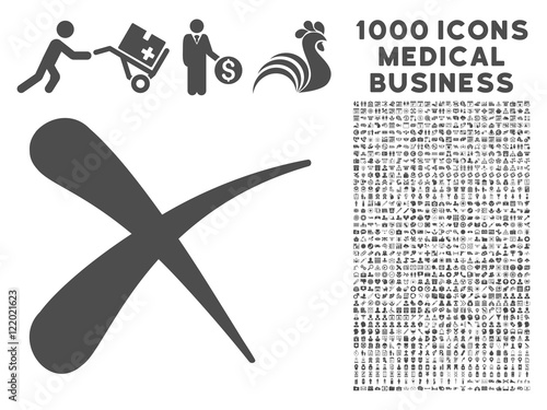 Gray Erase icon with 1000 medical business vector pictographs. Set style is flat symbols, gray color, white background.