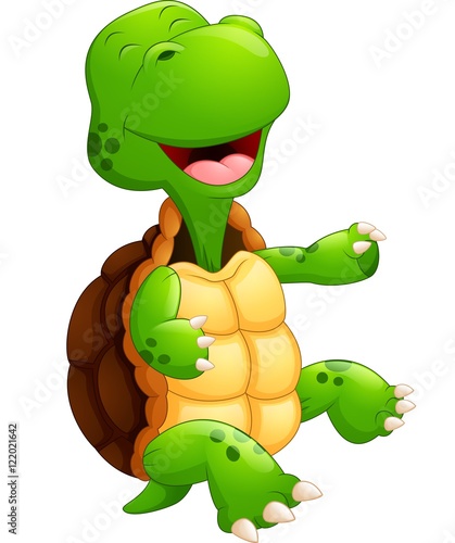 Cute green turtle cartoon laugh