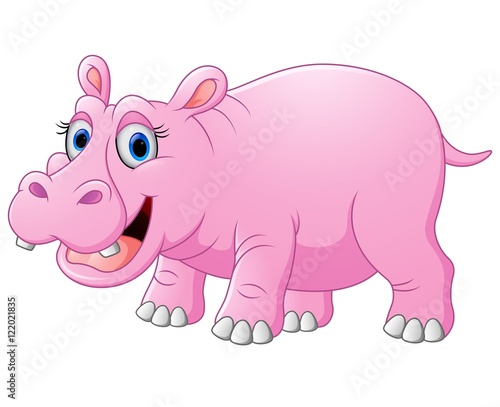 Cute pink hippo cartoon