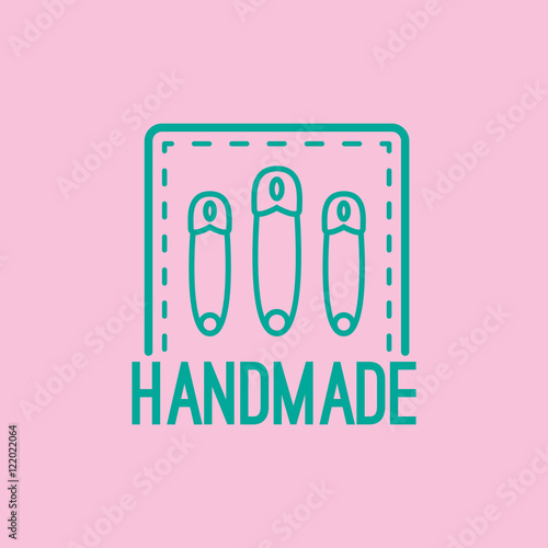 Handmade thin line icon. Colorful logo design vector illustration