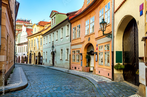 Old Street in Prague at the morning, downtown photo