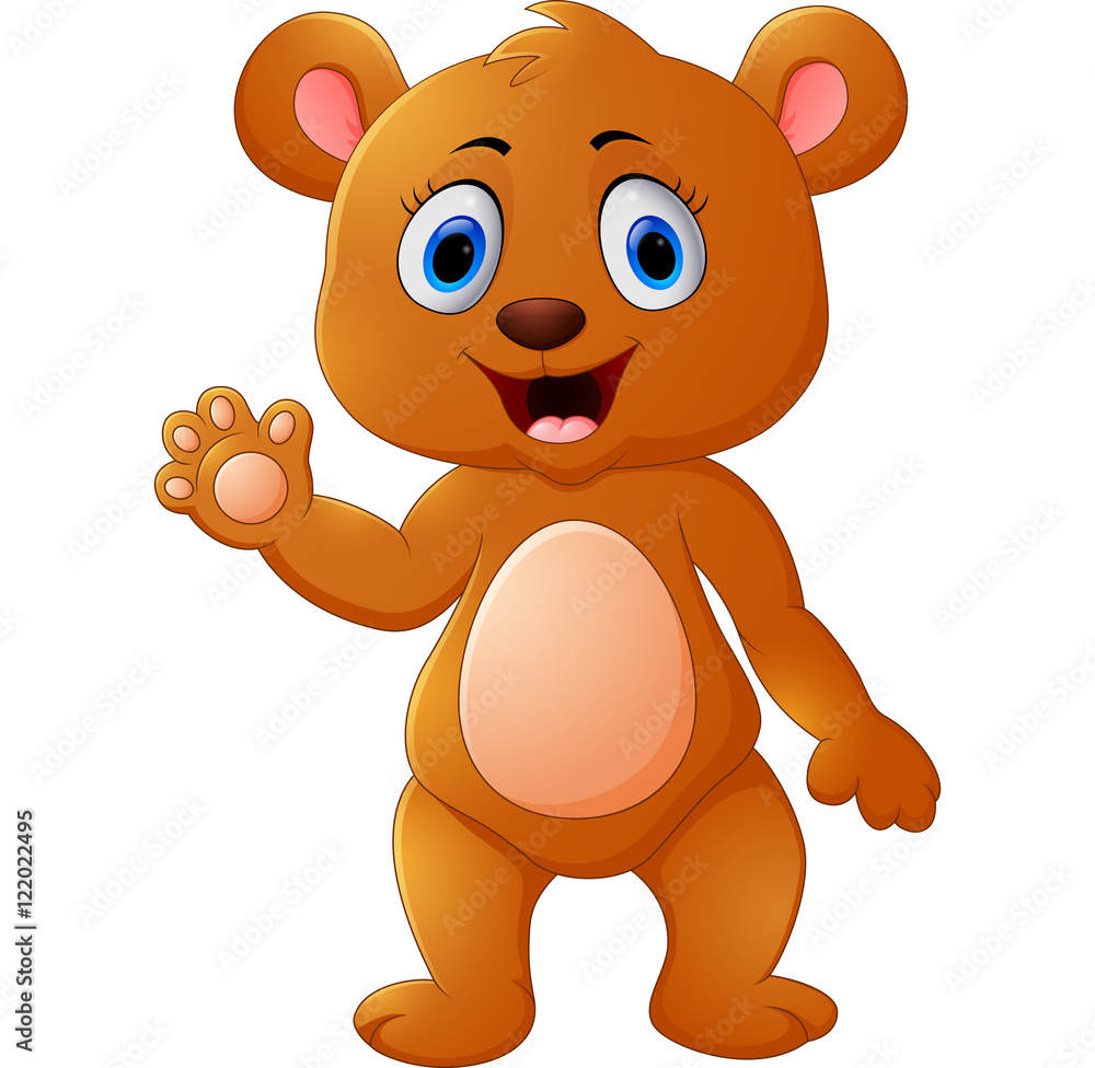 Naklejka premium Cartoon bear waving hand