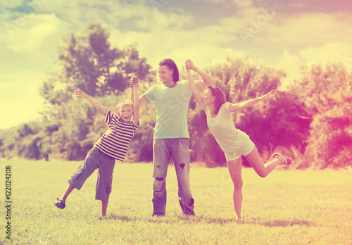 Happy family  with teenage boy photo