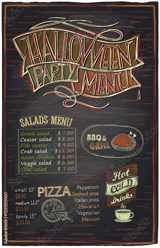 Chalkboard  halloween party menu