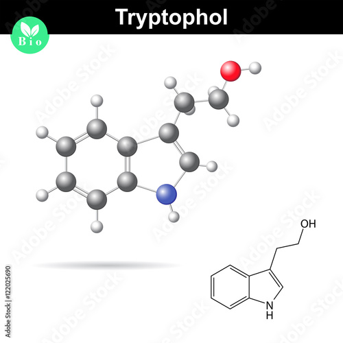 Tryptophol 3d model and chemical structure
