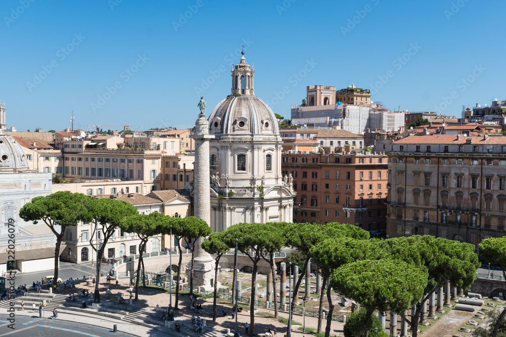 Trajan's Column and church in Rome, Italy

