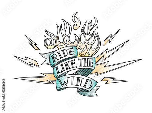 Vintage old school biker tattoo