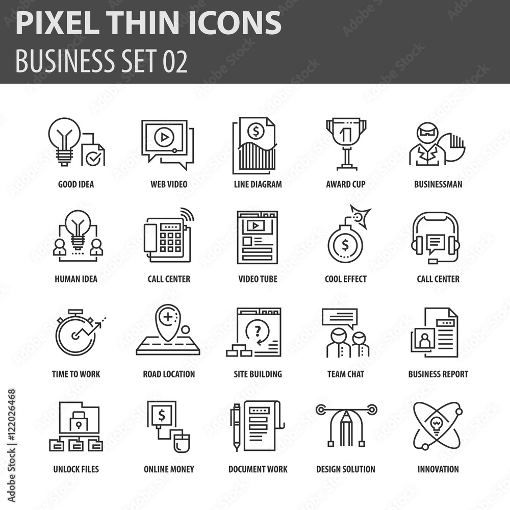 Modern thin line icons set for business