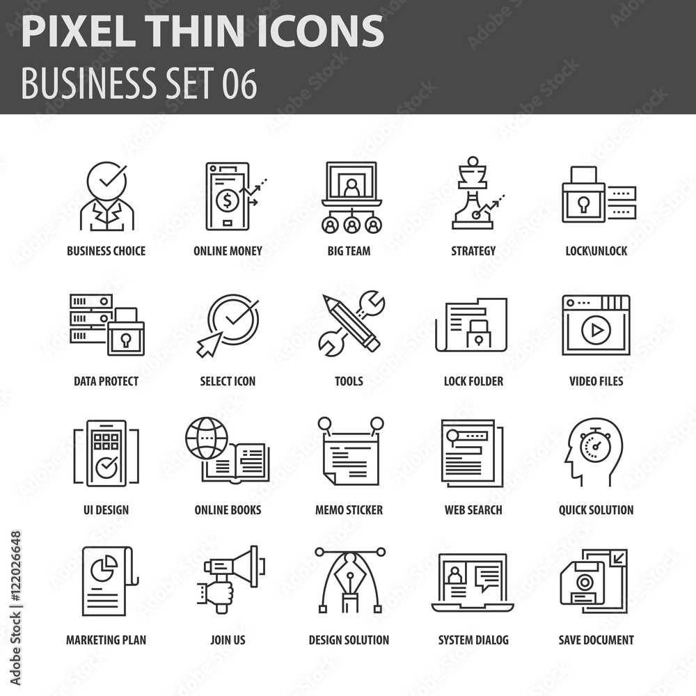 Modern thin line icons set for business Modern thin line icons set for business