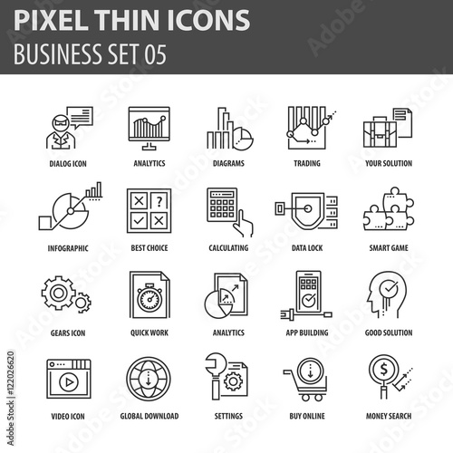 Modern thin line icons set for business