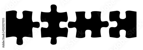 Puzzle Teile - Schwarz 4x1