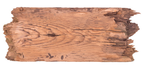 Old wooden board isolated on a white background.