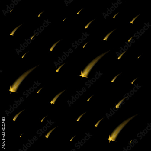 Golden Starfall. Celestial Background. Vector Illustration.