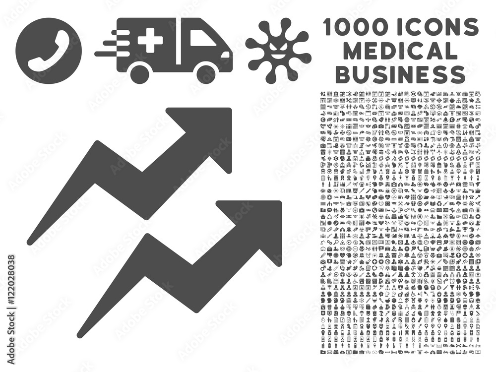 Gray Trends icon with 1000 medical business vector pictograms. Design ...