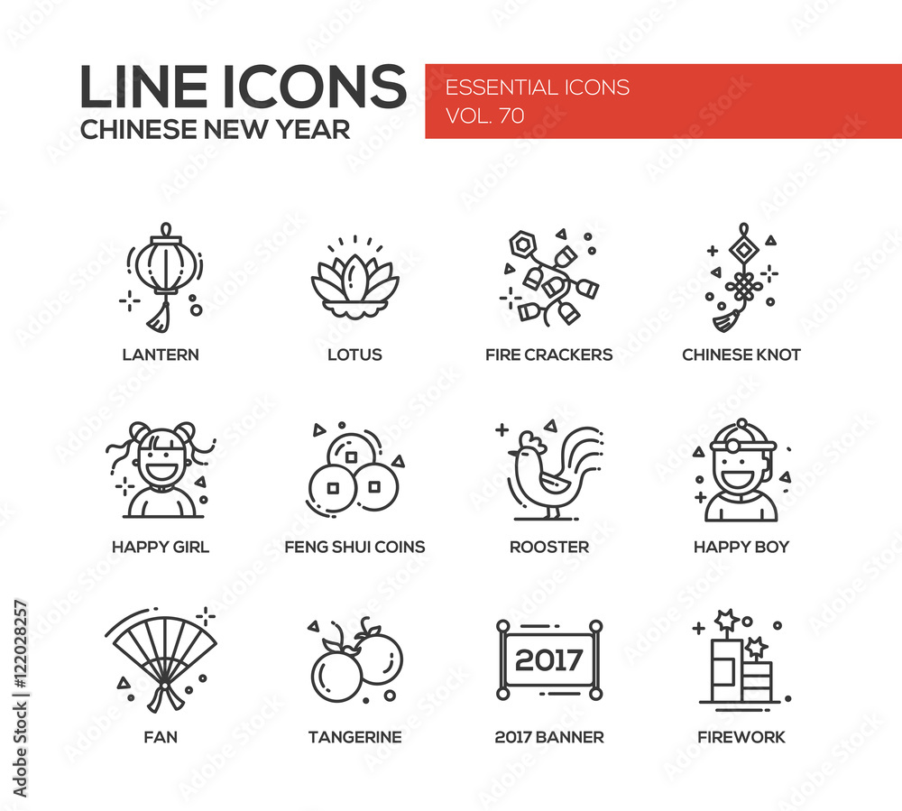 Chinese New Year - line design icons set Chinese New Year - line design icons set