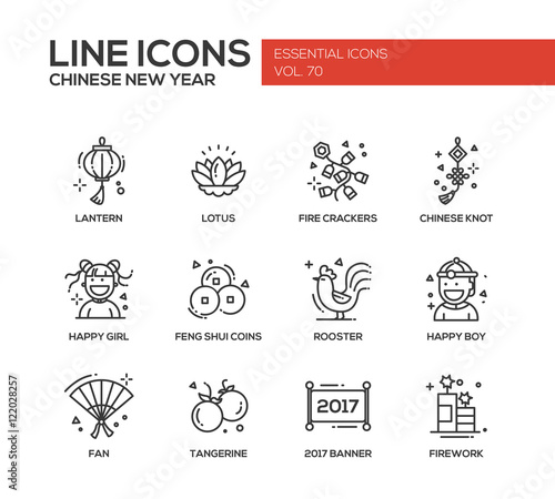 Chinese New Year - line design icons set