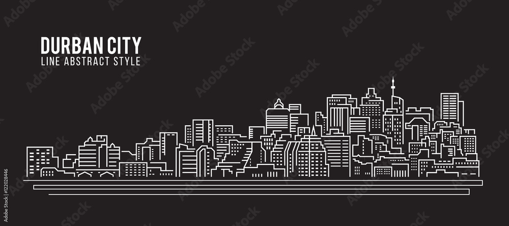 Cityscape Building Line art Vector Illustration design - Durban city