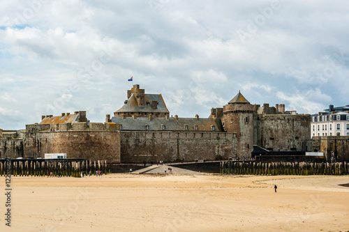 View of ancient city Saint-Malo from Fort National. France.
