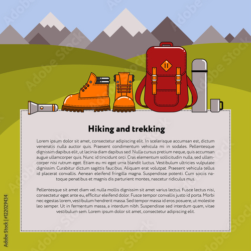 Hiking and trekking vector background