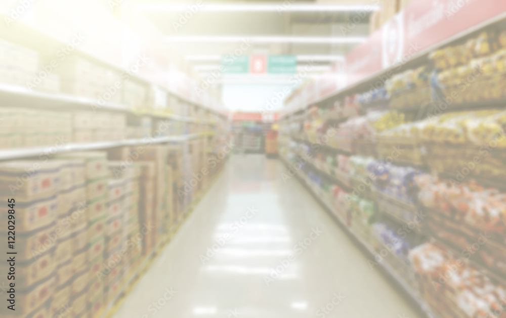 Supermarkets, lens blur effect.