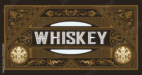 Old  label design for Whiskey and Wine label, Restaurant banner,