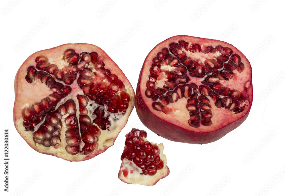 Pomegranates on white background