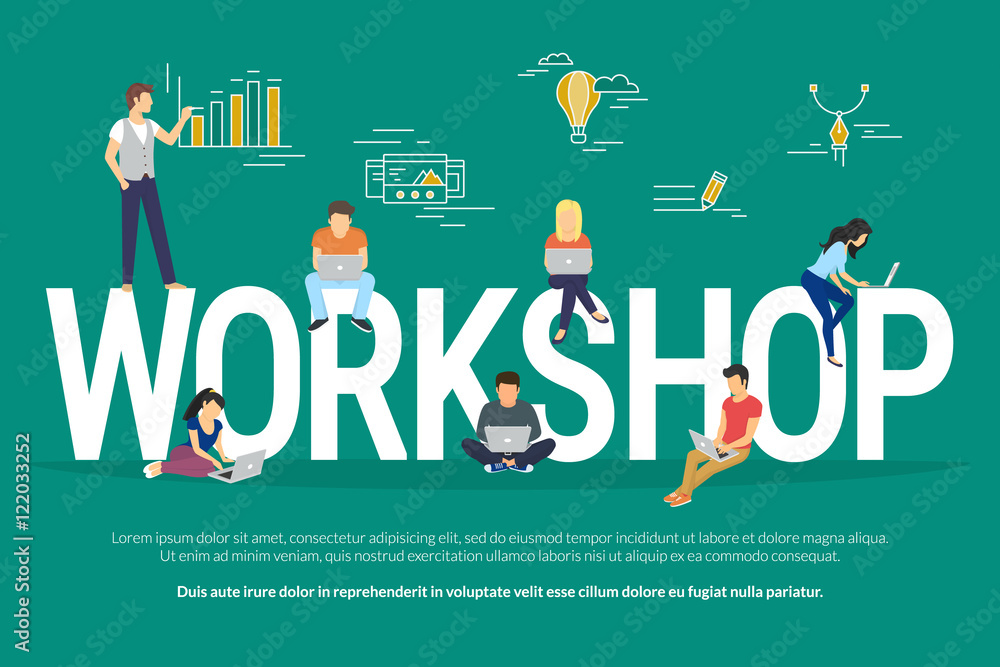 Workshop concept illustration of young people attending the ...