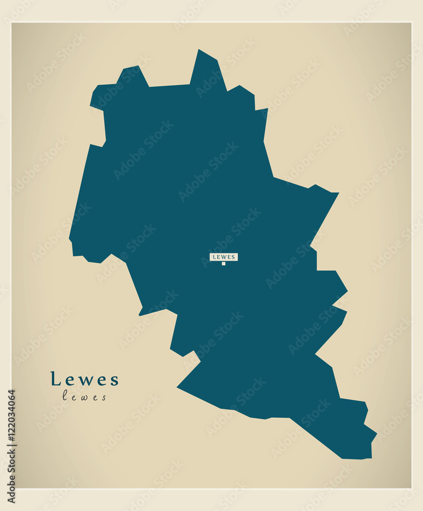 Modern Map - Lewes district UK