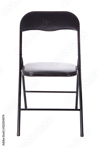 black folding office chair isolated on white
