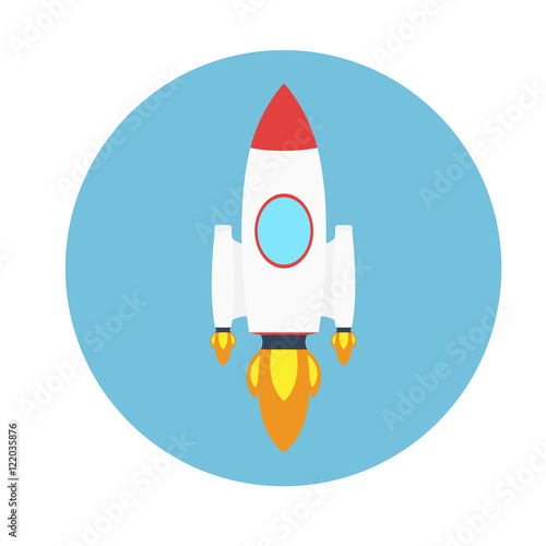 Rocket ship in a flat style