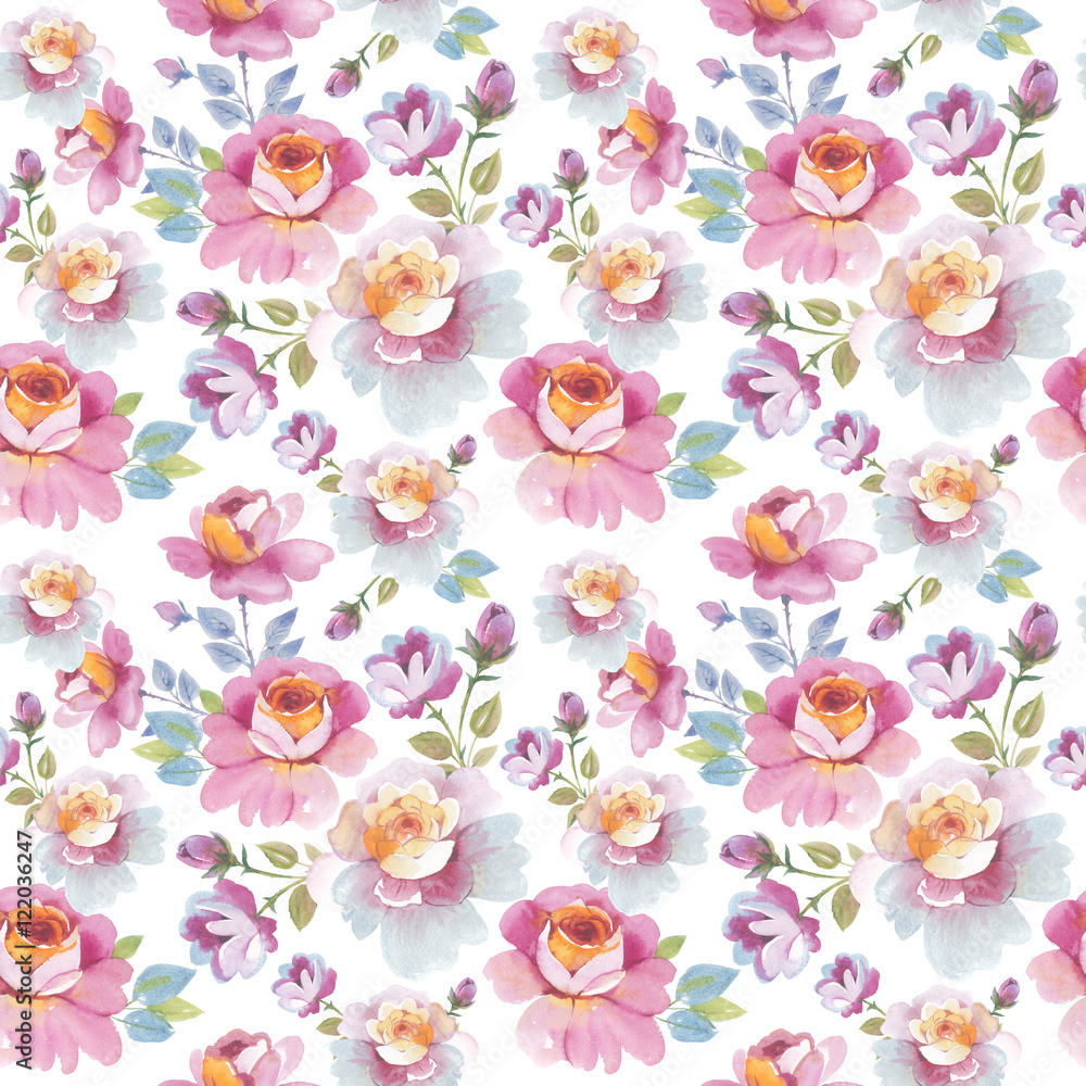 Wildflower rose flower pattern in a watercolor style isolated. Full name of the plant: rose, hulthemia, rosa. Aquarelle flower could be used for background, texture, pattern, frame or border.