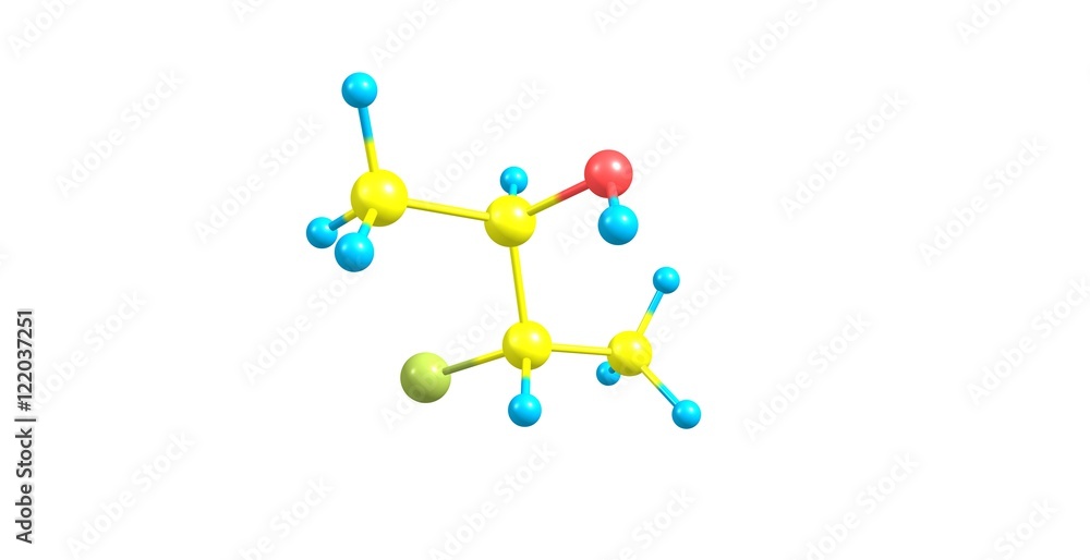 Bromobutanol molecular structure isolated on white Bromobutanol molecular structure isolated on white