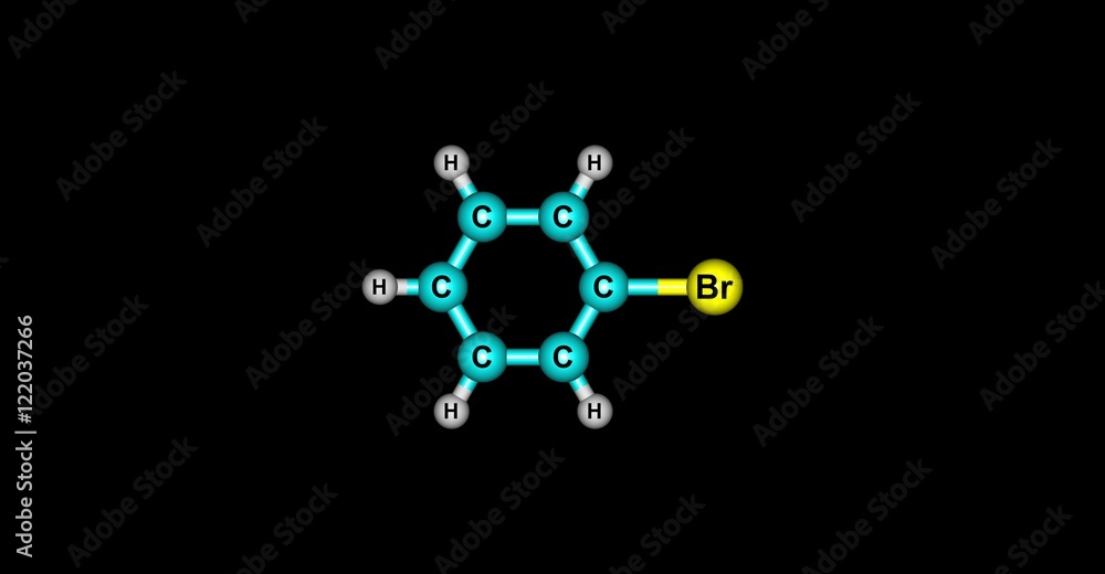 Bromobenzene molecular structure isolated on black Bromobenzene molecular structure isolated on black