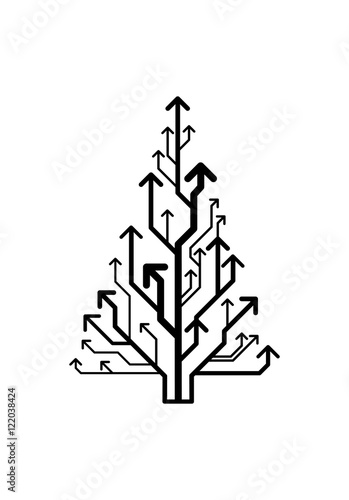 Vector growth concept. Christmas tree made of arrows up