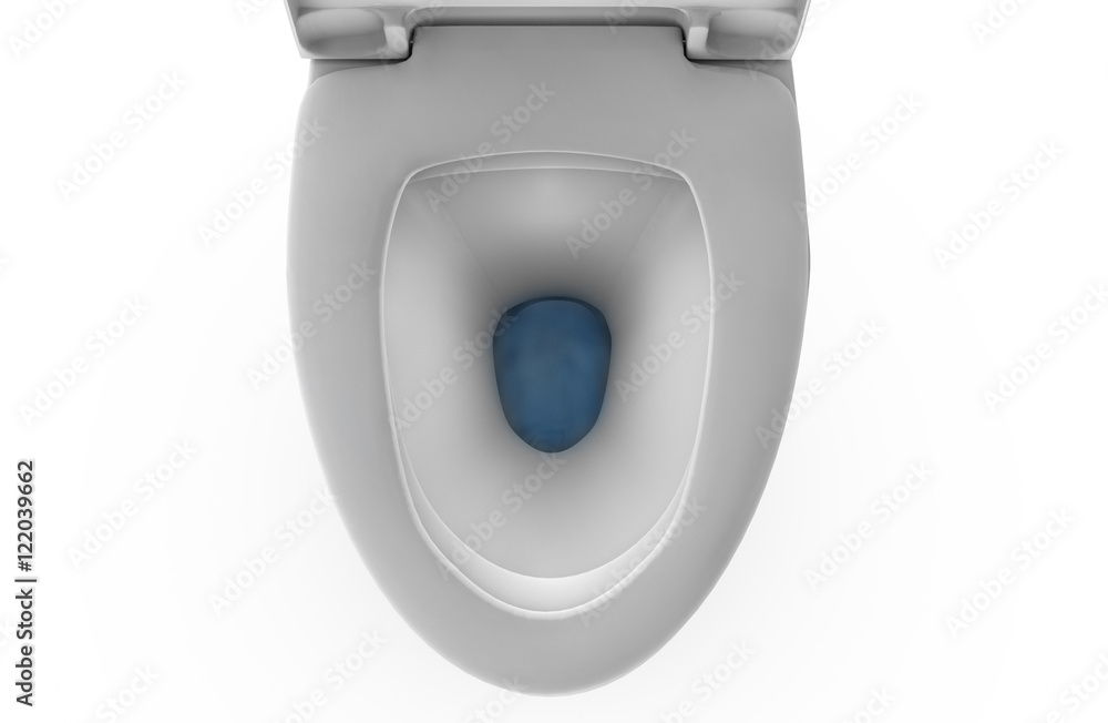 3D rendering toilet seat on top view isolated 3D rendering toilet seat on top view isolated