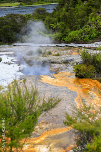 Orakei Korako geothermal valley near Taupo in New Zealand