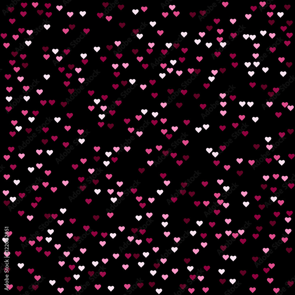 Seamless abstract pink heart pattern vector, black background Seamless abstract pink heart pattern vector, black background