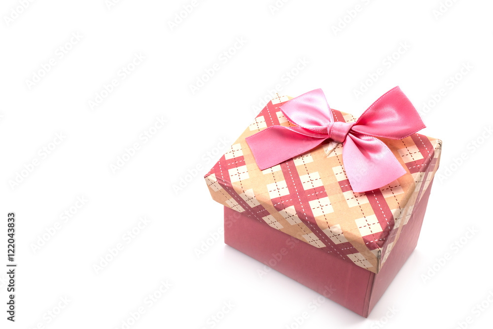 Pink gift box tied with a pink ribbon Pink gift box tied with a pink ribbon