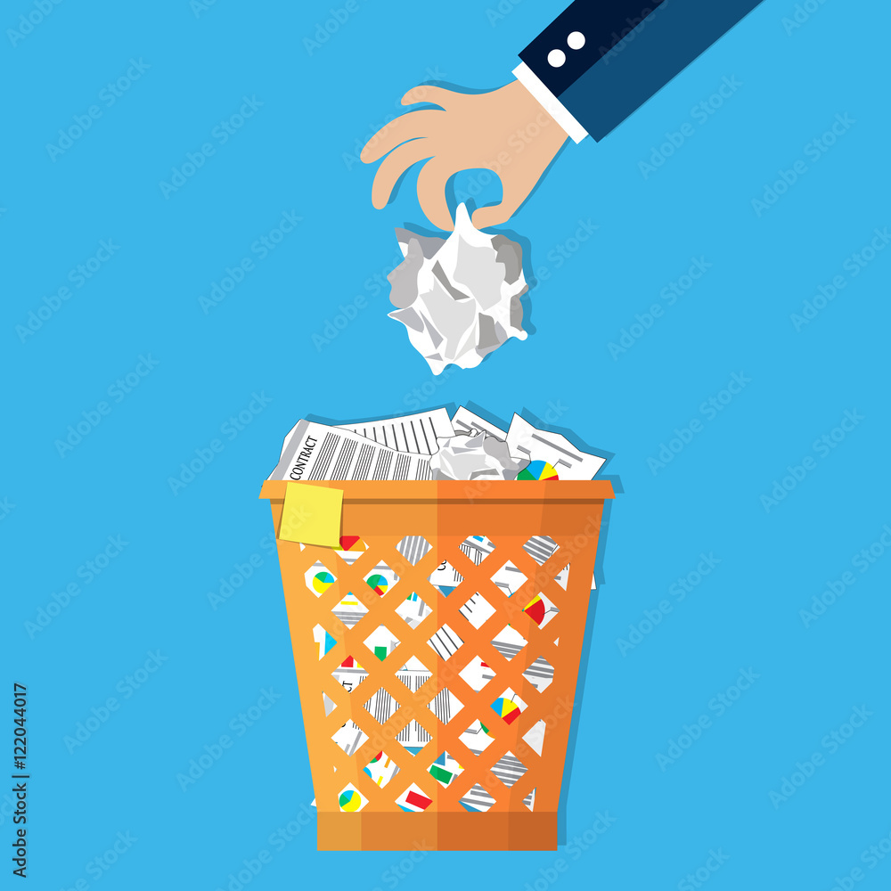 businessman hand put paper in recycle bin Stock Vector Adobe Stock