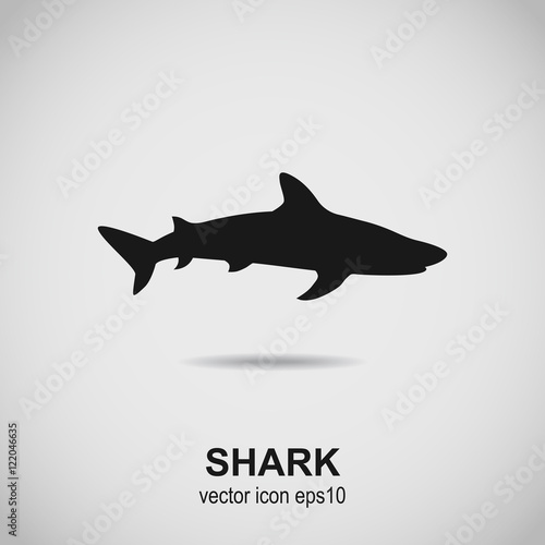 Shark icon. Dogfish black silhouette. Vector illustration.