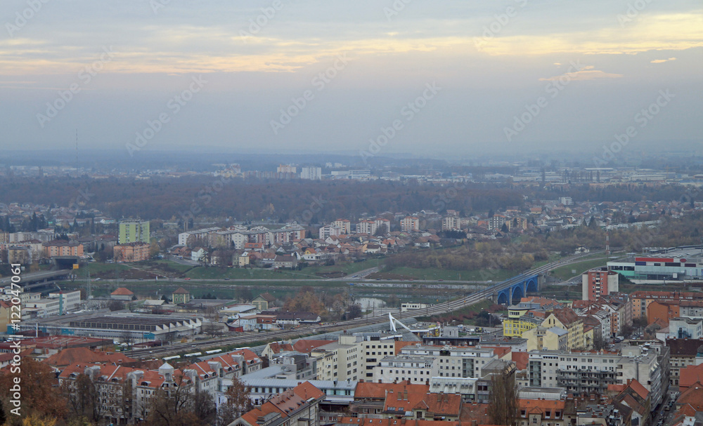 cityscape of Maribor, view from Piramida hill
