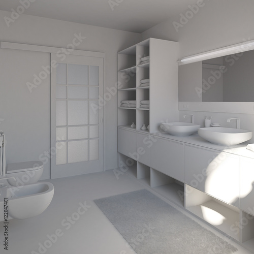 3D interior rendering a modern bathroom