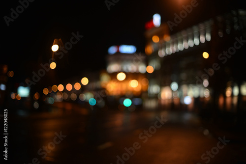 city lights in the evening blurring background