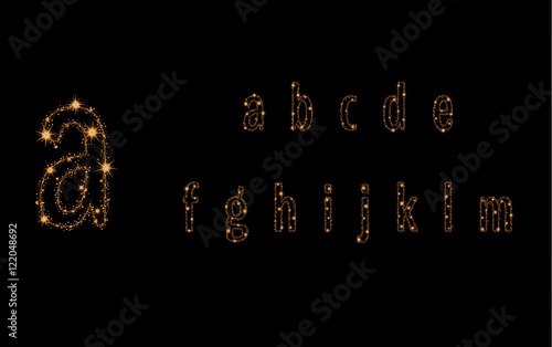 alphabet letters from glittering gold stars