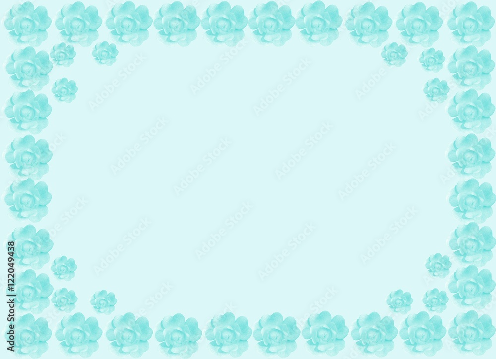 Simple background/border of tiny roses in turquoise blue Simple background/border of tiny roses in turquoise blue