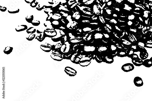 Distressed halftone grunge vector texture - coffee beans