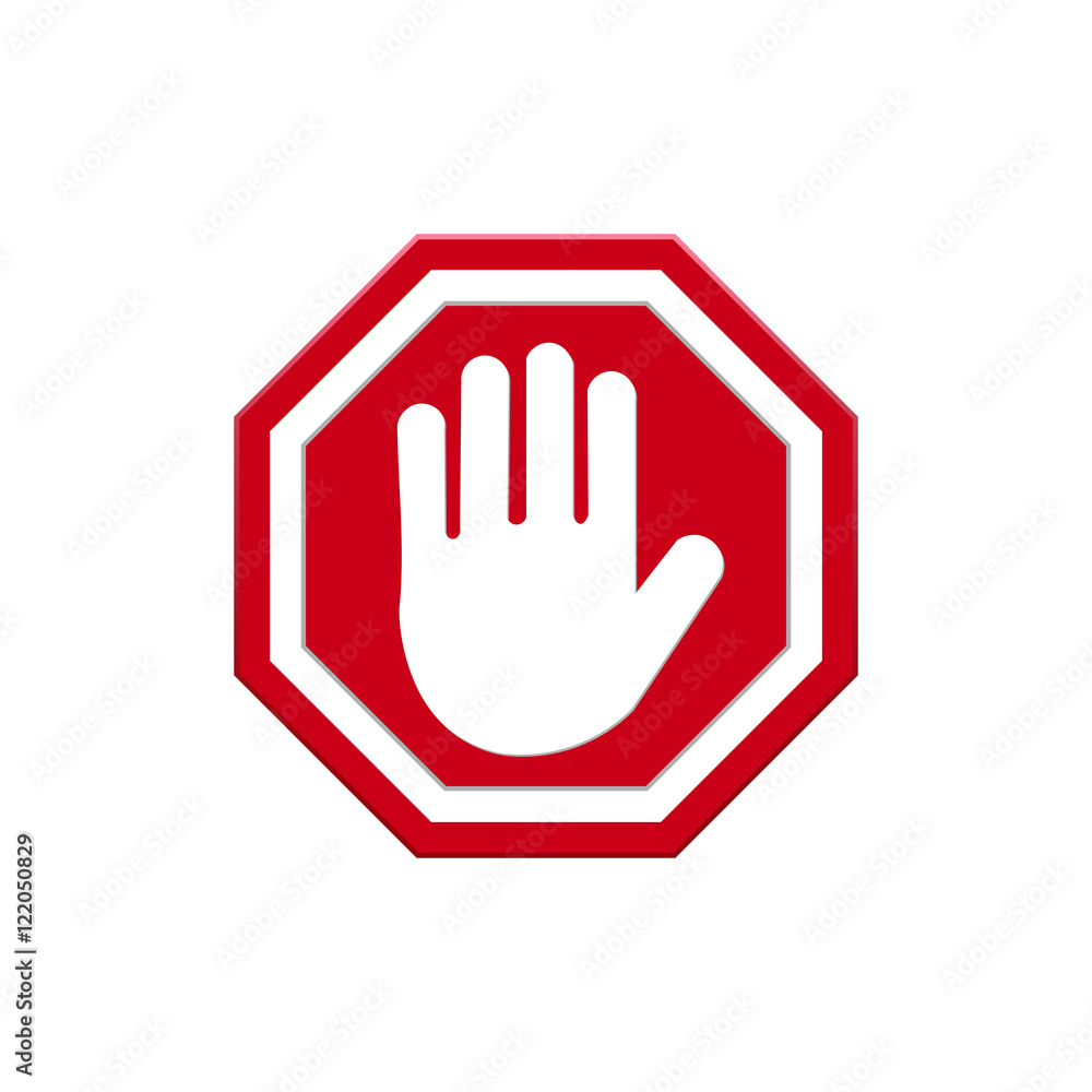 Obraz premium Stop icon, red hand vector
