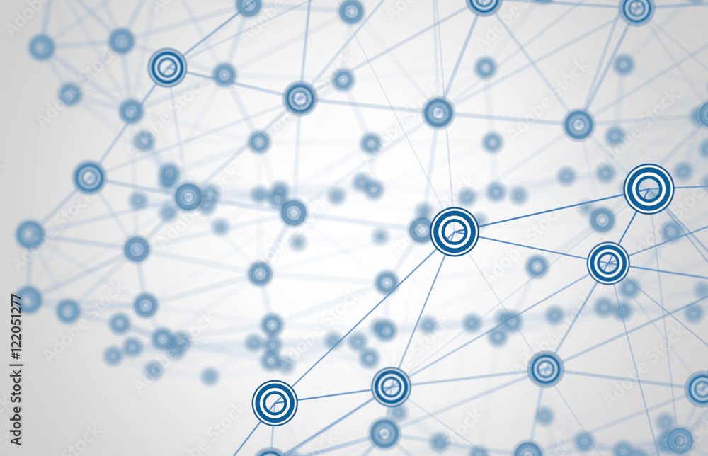 3D Network background connected blur circles 3D Network background connected blur circles