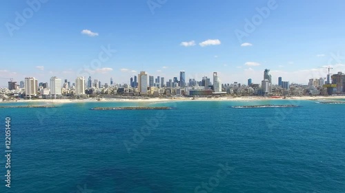 Tel Aviv skyline - Over the mediterranean sea, Aerial footage