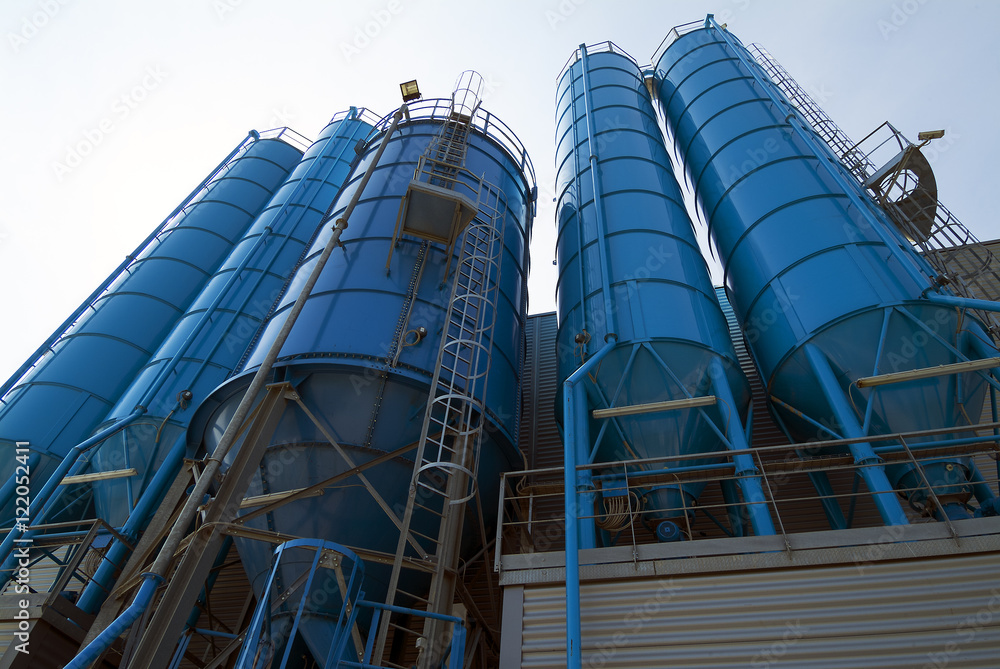 View from below of Tower Silos Bulk Storage View from below of Tower Silos Bulk Storage